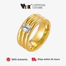 Anel Robusto Cúbico De Zircônia Vnox Para Mulheres E Homens , Hipoalergênico De Aço Inoxidável Dourado , Presente De Joi