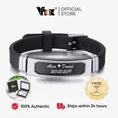 Vnox Marca Masculina Personalizado Nome Pulseira E Gravado Silicone Esportes Pulso ID Jóias