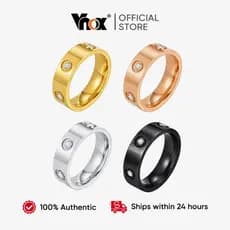 Vnox Feminino Masculino 5-12 Tamanho 6 Pçs Zircão Cúbico Preto Ouro Prata Rosa Anel De Casamento Aço Inoxidável Não Desb