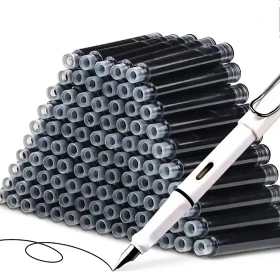 12 Caneta Fonte PCS & Conjunto De Tinta Substituível Preto/Azul/Vermelha EF 0,38 Mm Canetas Escolares Material De Escritório Para Escrita