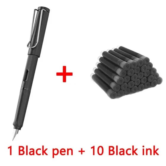 1 caneta + 10 tintas 0,38 mm Caneta Tinteiro Set 0.38mm EF Nib Escrita Caligrafia Canetas Material Escolar Papelaria