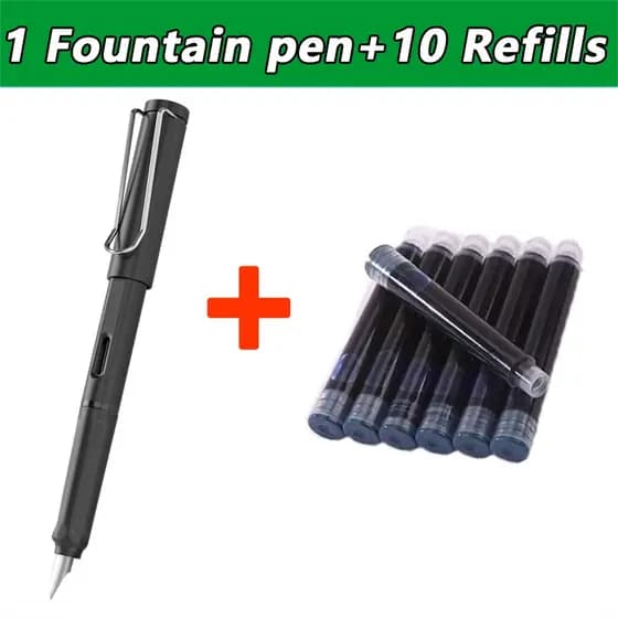 1 + 10 Caneta Tinteiro Conjunto Tinta Replacable Preto/Azul/Vermelho EF 0.38 Milímetros Kawaii Escrita Canetas Para Estudante Escola Escritório Suprimentos material escolar