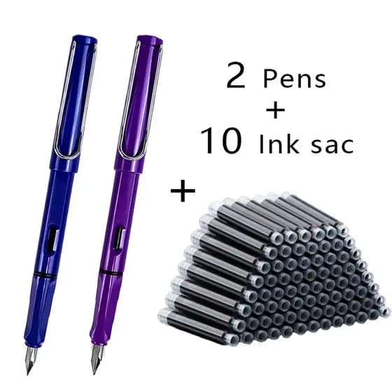 12 Caneta Fonte PCS & Conjunto De Tinta Substituível Preto/Azul/Vermelha EF 0,38 Mm Canetas Escolares Material De Escritório Para Escrita