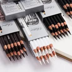 Lápis De Desenho Branco / Marrom De Madeira Profissional / Artigos De Papelaria