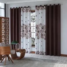 Cortina Para Sala Florida Marrom 3.00x2.50 Horto Sultan