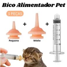 Bico Alimentador Pet 3 PCS com Seringa Leite Filhotes Cães Gatos mamadeira recém-nascido Amamentação