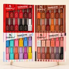 Kit 12 Esmaltes em Gel DAFU 3 em 1 5ml Base Coat Cor Top Coat Vermelho Marrom Preto Nude Pastel Rosa