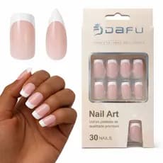 Unhas Postiça Francesinha Alongamento Gel Autocolante Dafu 30 pcs Stiletto Quadrada Bailarina Almond
