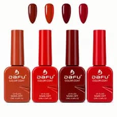 Kit 4 Esmaltes Em Gel Tons Vemelhos DAFU Manicure  Unhas Seca em Cabine Uv Led NOVO 10ml cada frasco