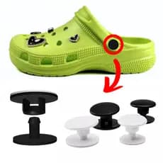 Botão Lateral Para Reparo de Sandália Emborrachada Fixa Alça Croc/Babuche Universal Cor Preto Branco