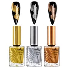 Kit Esmalte Em Gel Blooming Metalizado Dafu Efeito Aquarela Marmorizado Dourado Prata Bronze 10ml UV