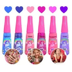 Kit de Esmaltes Infantis 3/6 Cores Safira Teen Unicórnios Coloridos Meninas Rosa Roxo Azul Presentes