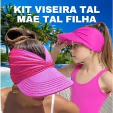 Kit Viseira Tal Mãe Tal Filha  COM OPÇÃO DE DUPLA FACE Chapéu com Turbante de Praia Boné Feminina Feminino  Juvenil