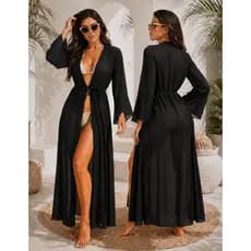 Saida de Praia Verão Biquini Feminino Piscina Kimono de Praia Tecido Leve
