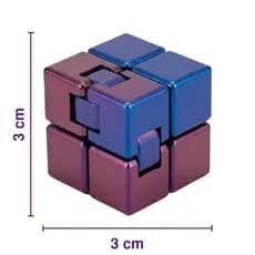 Cubo Infinito Sensorial Anti-Estresse Metalizado Azul e Roxo KIT 2 unidades