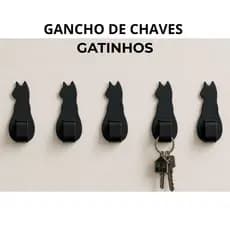 Gancho Gatinho para Chaves Kit com 5 Unidades Suporte Decorativo Fácil Instalação