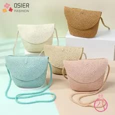 Bolsa De Palha OSIERF , Artesanal Em Formato De Concha , Mini Praia De Verão Fashion Feminina E Menina