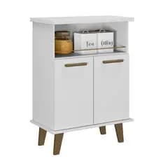 Balcão Gabinete 2 Portas - Armário Multiuso Com Nincho e Suporte Microondas