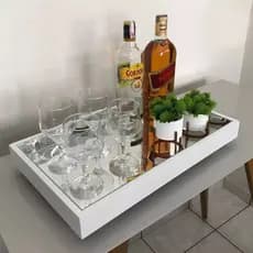 Bandeja Decorativa Espelhada Flutuante para Decoração de Casa