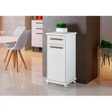 Balcão De Cozinha 1 Gaveta 1porta C/ Rodinha Sup Galão Água  Branco flex