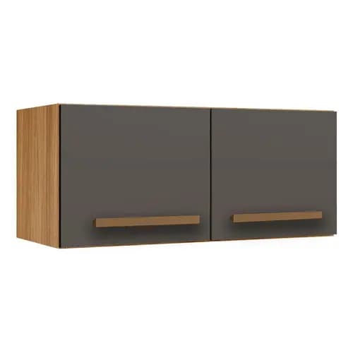 Armário Aéreo 2 Portas Cozinha Kit Fixação Nf- Cinamomo/Grafite