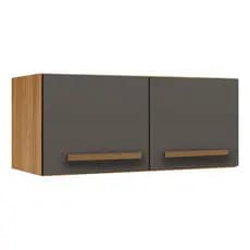 Armário Aéreo 2 Portas Cozinha Kit Fixação Nf- Cinamomo/Grafite