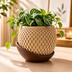 Vaso Decorativo Elegante Moderno Geométrico Poligonal Prato Integrado Plantas Cachepô
