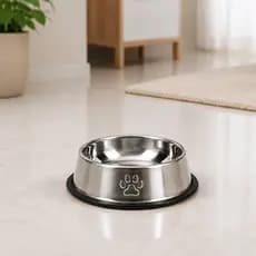 Comedouro Antiderrapante Redondo Pequeno Grande Para Cachorro e Gato 16cm 18cm 22cm 30cm - Inox
