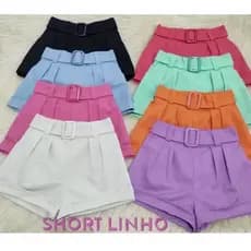 short linhão alfaiataria moda feminina infantil 2 ao 10