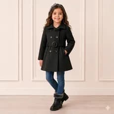 Casaco Sobretudo Infantil Inverno Elegante Com Cinto