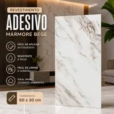 Kit 10 Placas Adesivas Clara Mármore 3D Auto Colante 60X30