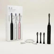 Escova de Dentes Elétrica Ultrassônica 3 em1 Recarregável USB com + 3 Refis