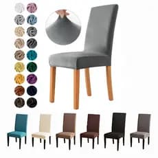 Kit 6 Capas De Cadeira Em Malha Com Elástico Estampa Lisa Decoração Cozinha Casa Decorada