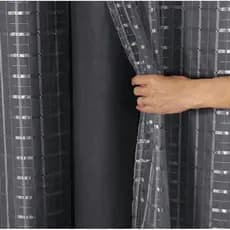 Cortina Blackout pvc blecaute com Tecido Voil Xadrez Janela 2.80 lar × 1.70 altu Sala / 2.80 largura x 2.70 de altura