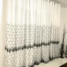 cortina para quarto 3 00 x 2 80 voil bordada - cortina quarto ou sala - direto da fabrica