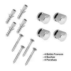 Kit 4 Botão francês ABS com buchas e parafusos Para Espelho e Painel decorativo em vidro até 6mm.
