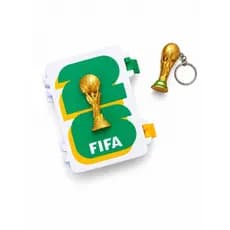 porta figurinhas duplo da copa da mundo mais chaveiro de brinde mini taça preço imbativel prota entrega