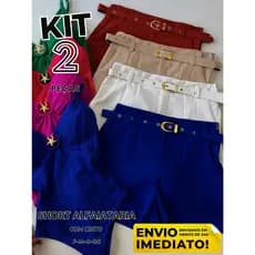Kit 2 Short Alfaiataria Feminino Com Bolso Com Cinto Cintura Alta PROMOÇÃO