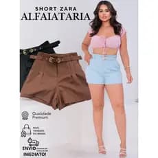 Short Feminino Alfaiataria com Cinto Forrado Elegância no Dia a Dia