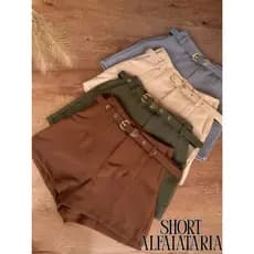 Short Feminino Alfaiataria Com Cinto Forrado