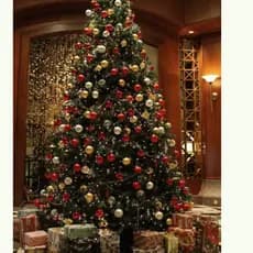 Kit Arvore de Natal Com enfeites de Natal Bolas Estrela Dourado e Vermelho compelto varios tamanhos