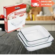 Conjunto Kit de 2 Assadeiras retangular de Vidro Refratárias – Elegância e Praticidade na Cozinha!