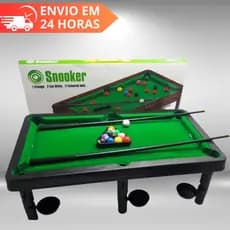 Mini Mesa De Sinuca Com Pézinho Bilhar Infantil 16 Bolas 2 Tacos Suporte para os tacos e as bolinhas