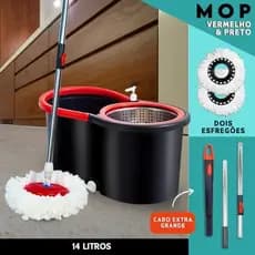 Mop Esfregao Giratorio Centrifuga Cesto 3L Lava e Seca Cabo Extensivel para todos os pisos vidraças