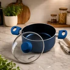 Panela Ceramica Antiaderente 20cm Revestimento Facil Limpeza Azul Duravel