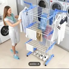 Varal de Chão Dobrável 3 Andares c/ Rodinhas Aço Reforçado Abas Laterais e Suporte Cabides e Sapatos
