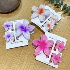 Kit 3 Presilhas Florais de PVC para Cabelo com Design Natural