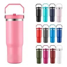 Copo Garrafa Térmica 900ml Alça Flip Tumbl Aço Inoxidável Canudo Academia Trabalho Caminhada Fitness