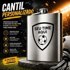 Cantil Porta Bebida De Bolso Inox Personalizado TIme Nome Para Whisky Vodka Festas Casamentos 207 ml