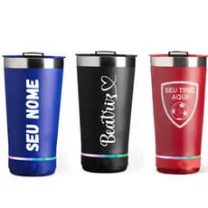Copo Térmico Inox Com Som Bluetooth Personalizado Seu Nome Time Desenho Com Tampa e Abridor 473ml